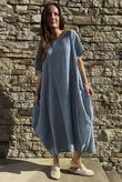 Salcombe Chalk Stripe Cotton Cocoon Dress Denim